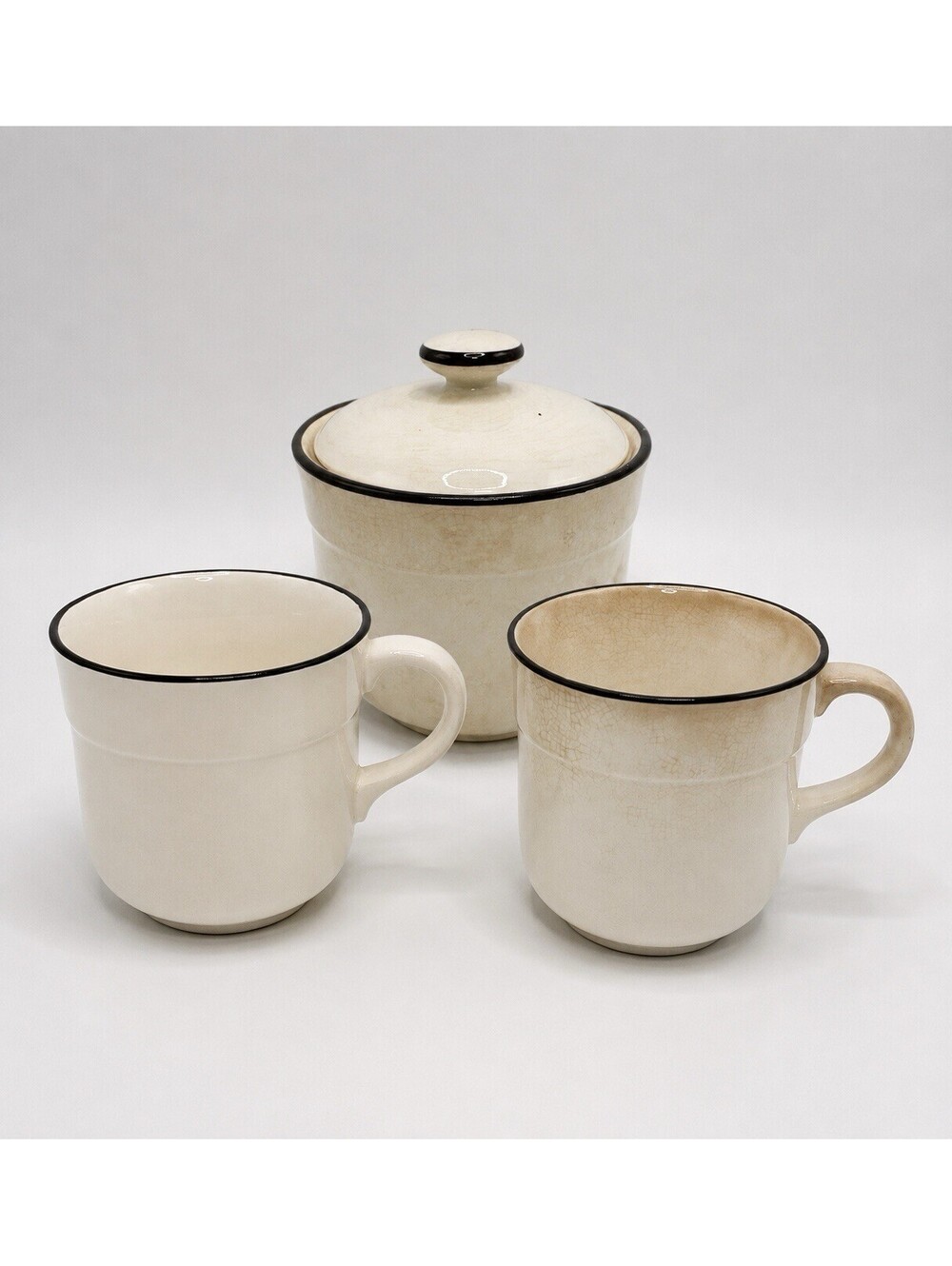 Vintage Arklow Pottery Irish Mug Set With Sugar Jar Set Of 3